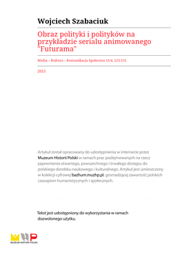 Wojciech Szabaciuk Obraz Polityki I Polityków Na Przykładzie Serialu Animowanego 