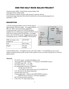 End Fed Half Wave Balun Project