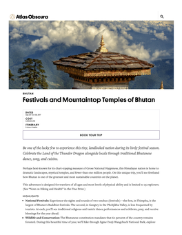 Festivals and Mountaintop Temples of Bhutan