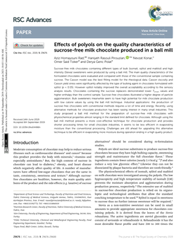 Effects of Polyols on the Quality Characteristics of Sucrose-Free Milk