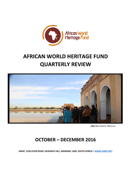 African World Heritage Fund Quarterly Review