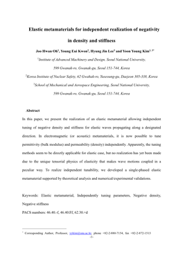 Elastic Metamaterials for Independent Realization of Negativity in Density