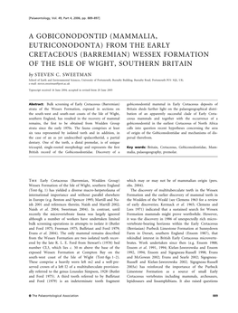 FROM the EARLY CRETACEOUS (BARREMIAN) WESSEX FORMATION OFTHEISLEOFWIGHT,SOUTHERNBRITAIN by STEVEN C