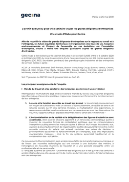 Paris, Le 26 Mai 2021 L'avenir Du Bureau Post Crise Sanitaire