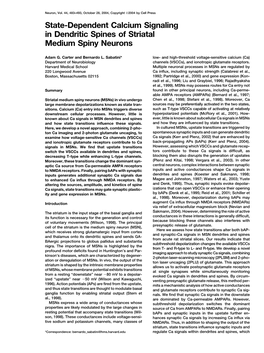 State-Dependent Calcium Signaling in Dendritic Spines of Striatal Medium Spiny Neurons