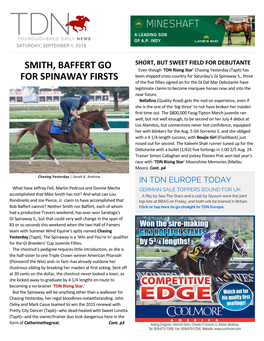 Smith, Baffert Go for Spinaway Firsts