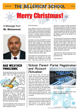 Newsletter the Case, Students Acquire Clothing Items Over That the School Engages in a Wide Range of Christmas and Are Eager to Wear Them