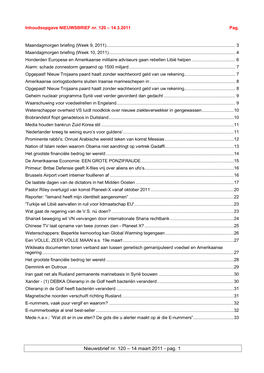 NIEUWSBRIEF Nr. 120 – 14.3.2011 Pag