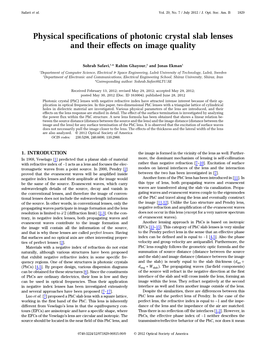 Physical Specifications of Photonic Crystal Slab Lenses and Their Effects on Image Quality