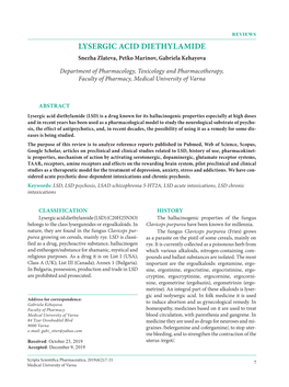 LYSERGIC ACID DIETHYLAMIDE Snezha Zlateva, Petko Marinov, Gabriela Kehayova