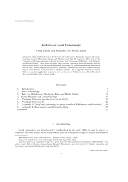 Lectures on Local Cohomology