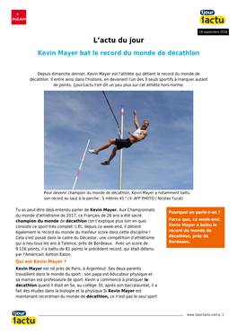 Kevin Mayer Bat Le Record Du Monde De Décathlon – 1Jour1actu.Com