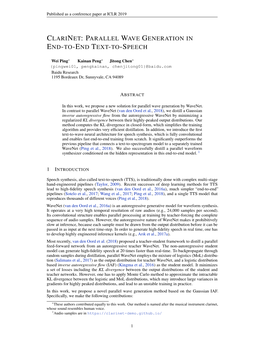 Parallel Wave Generation in End-To-End Text-To-Speech