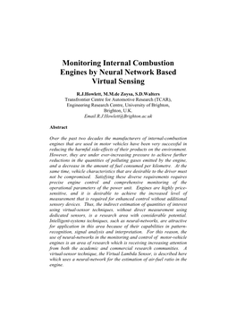 Monitoring Internal Combustion Engines by Neural Network Based Virtual Sensing