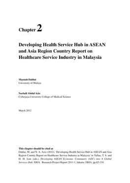 Chapter 2 Developing Health Service Hub in ASEAN and Asia Region