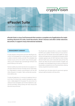 Epasslet Suite Java Card Framework for Eid Documents