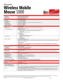 Version Information Product Name Microsoft® Wireless Mobile Mouse