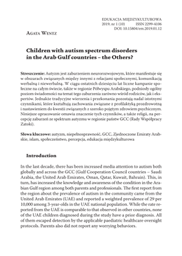 Children with Autism Spectrum Disorders in the Arab Gulf Countries – the Others?