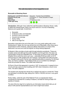 This Walk Description Is from Happyhiker.Co.Uk Boscastle to Bossiney Haven Introduction: Although I Have Called This Walk Boscas