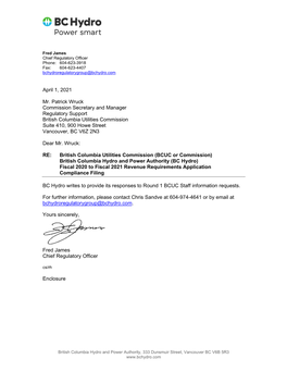 BC Hydro Responses to Round 1 BCUC Staff Information Requests