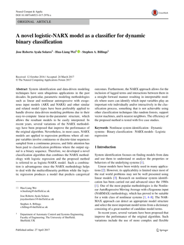 A Novel Logistic-NARX Model As Aclassifier for Dynamic Binary