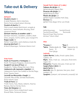 Take-Out & Delivery Menu