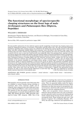 The Functional Morphology of Species-Specific Clasping Structures