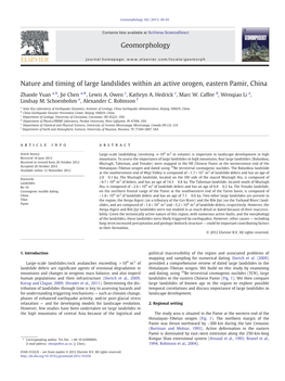 Nature and Timing of Large Landslides Within an Active Orogen, Eastern Pamir, China