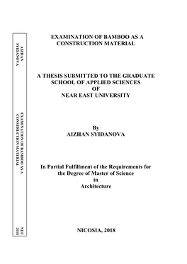 Examination of Bamboo As a Construction Material A