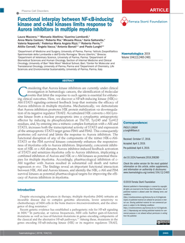 Functional Interplay Between NF-Κb-Inducing Kinase and C-Abl