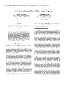 Non-Systematic Backtracking for Mixed Integer Programs