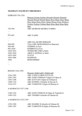 TILIMSAN=TLEMCEN=TREMISSEN EMIRATO 736-1236 Dinastia