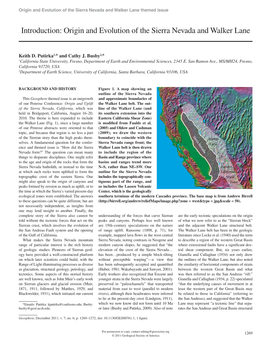 Introduction: Origin and Evolution of the Sierra Nevada and Walker Lane