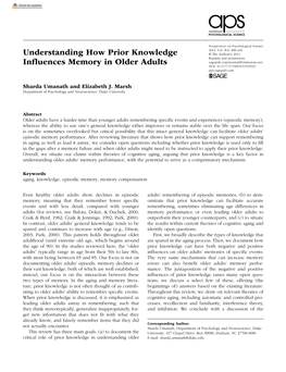 Understanding How Prior Knowledge Influences Memory in Older Adults