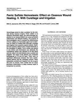 Ferric Sulfate Hemostasis: Effect on Osseous Wound Healing, II, with Curettage and Irrigation