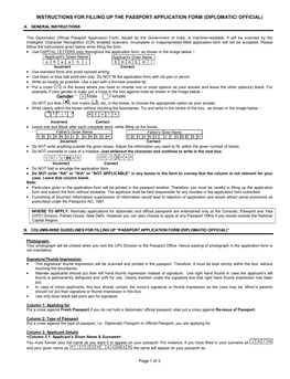 Instructions for Filling up the Passport Application Form (Diplomatic/ Official)