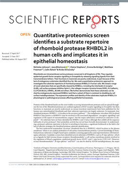 Quantitative Proteomics Screen Identifies a Substrate Repertoire Of