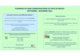 Planning Du Ram Communautaire Du Pays De Meaux Septembre - Decembre 2021