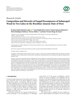 Composition and Diversity of Fungal Decomposers of Submerged Wood in Two Lakes in the Brazilian Amazon State of Para´