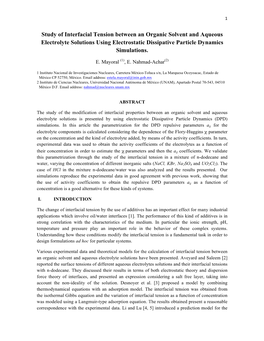 Study of Interfacial Tension Between an Organic Solvent and Aqueous Electrolyte Solutions Using Electrostatic Dissipative Particle Dynamics Simulations