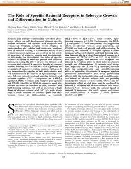 The Role of Specific Retinoid Receptors in Sebocyte Growth And