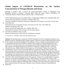 Global Impact of COVID-19 Restrictions on the Surface Concentrations of Nitrogen Dioxide and Ozone Christoph A
