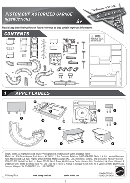 PISTON CUP MOTORIZED GARAGE Folded Size: Type of Fold: # Colors: One INSTRUCTIONS Colors: Black 4+ Paper Stock: White Oﬀset Paper Weight: 70 Lb