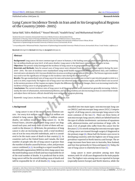 Lung Cancer Incidence Trends in Iran and in Six Geographical Regions of the Country (2000 - 2005)