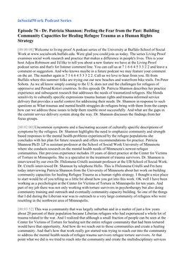 Dr. Patricia Shannon: Peeling the Fear from the Past: Building Community Capacities for Healing Refugee Trauma As a Human Rights Strategy