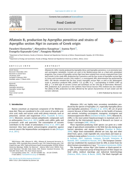 Aflatoxin B1 Production by Aspergillus Parasiticus and Strains Of