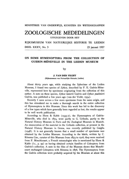 Zoologische Mededelingen