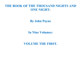 1001 Nights Volume 1