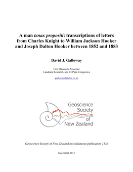 The Charles Knight-Joseph Hooker Correspondence