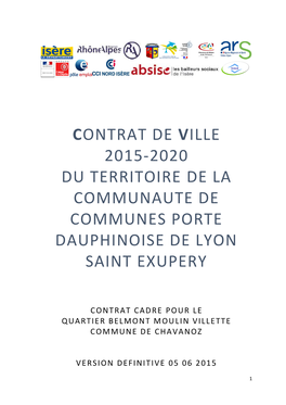 Contrat De Ville 2015-2020 Du Territoire De La Communaute De Communes Porte Dauphinoise De Lyon Saint Exupery